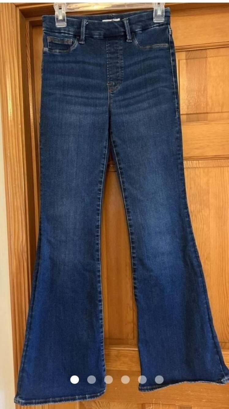 Good American High-Rise Pull-On Bootcut Jeans, Size XL